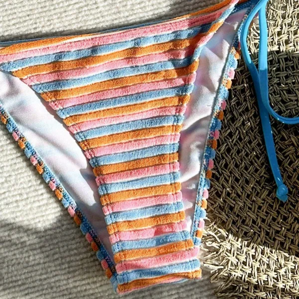 Jacquard Striped Bikini Set in Lake Blue