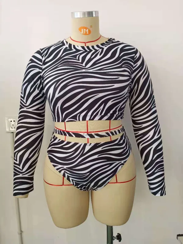 Long-Sleeve Printed Two-Piece Swim Set