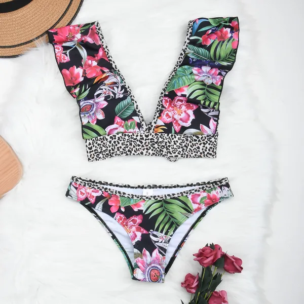 Leopard Print High-Waist Bikini Set