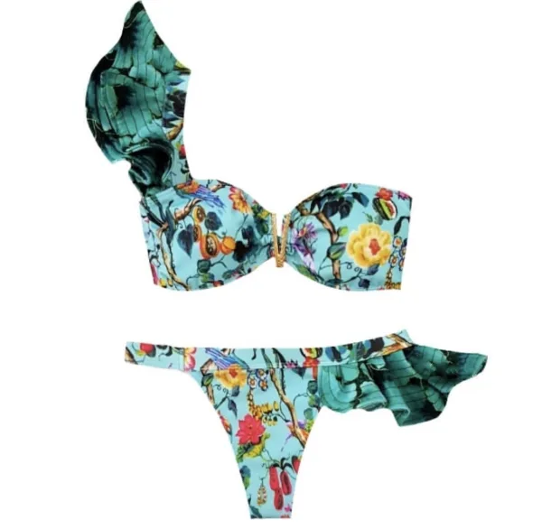 Printed Underwire Bikini With Backless Silhouette
