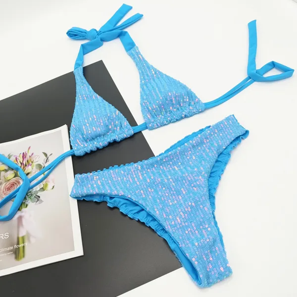 Sequin Detail Two-Piece Bikini Set