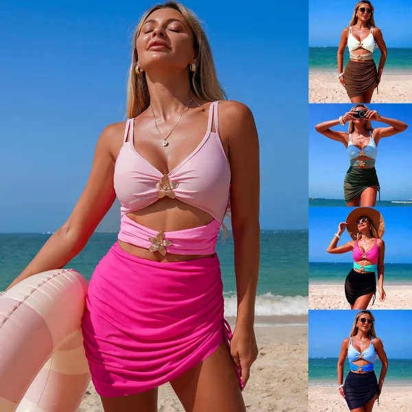 Color-Block Mesh One-Piece Swimsuit