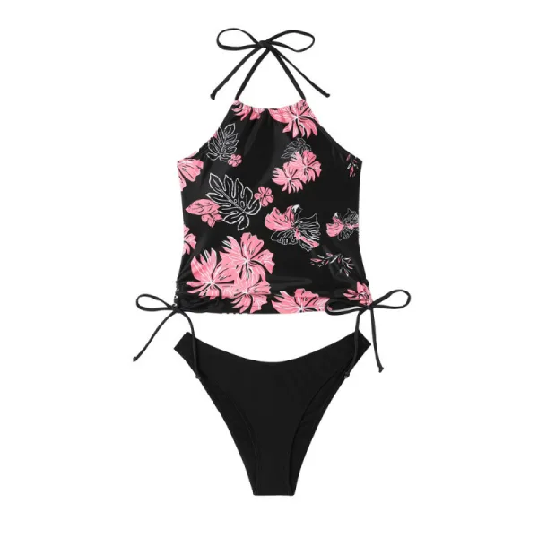 Halter-Neck Drawstring Bikini Set