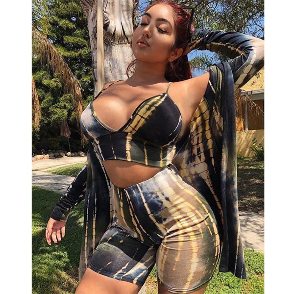 Printed Three-Piece Bikini Set