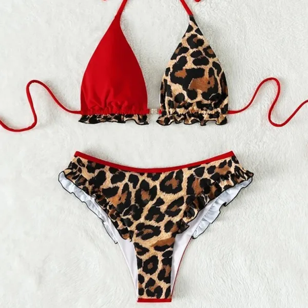 Colorblock Bikini Set in Vibrant Red