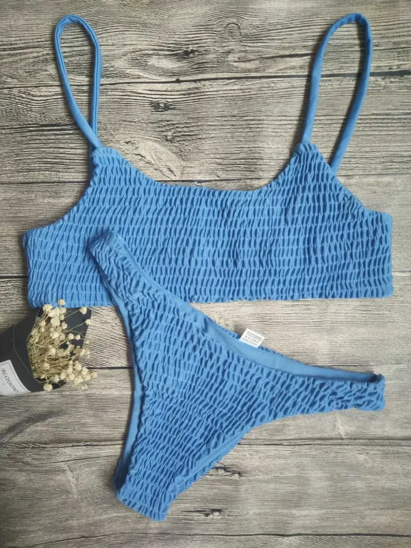 Pleated Triangle Bikini Set