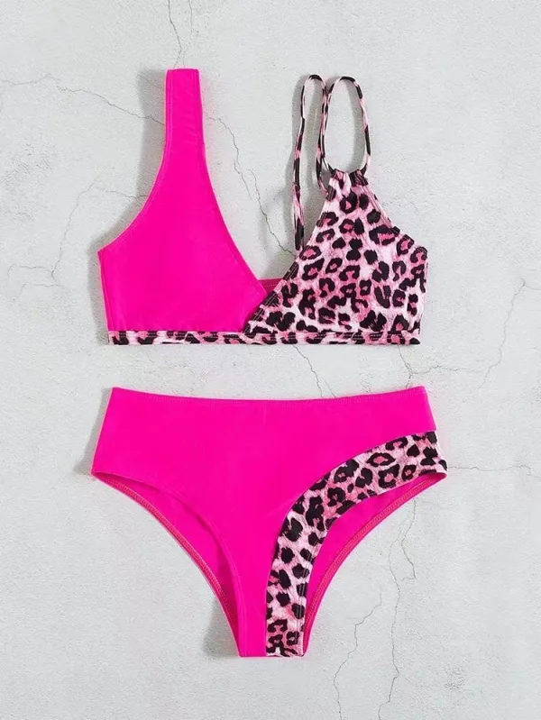 Color-Block High-Waist Bikini Set