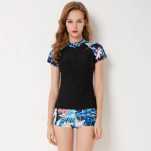 Onyx Print Short Sleeve Swimsuit