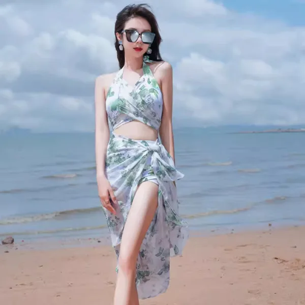 Vacation Three-Piece Floral Bikini Set