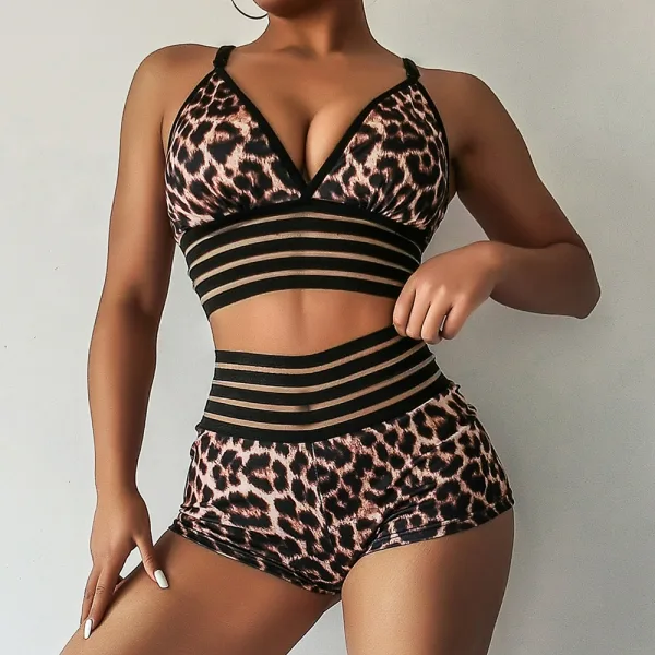 Leopard Print High-Waist Bikini Set