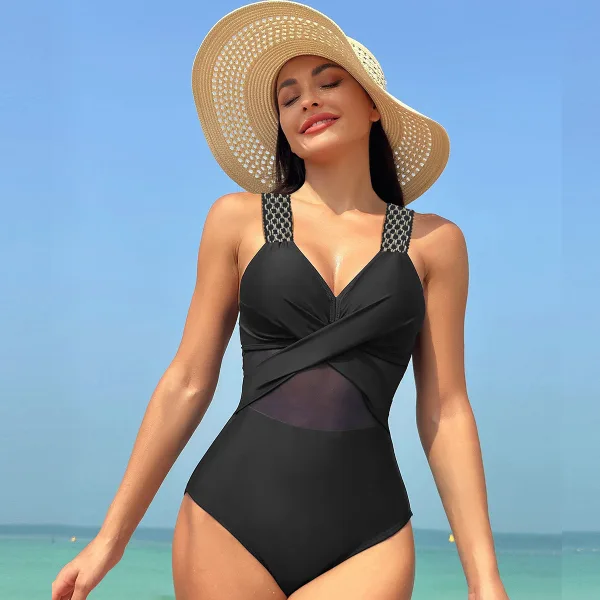 Essential One-Piece Swimsuit with Mesh Detailing