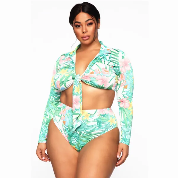 Long-Sleeve High-Waist Bikini Set