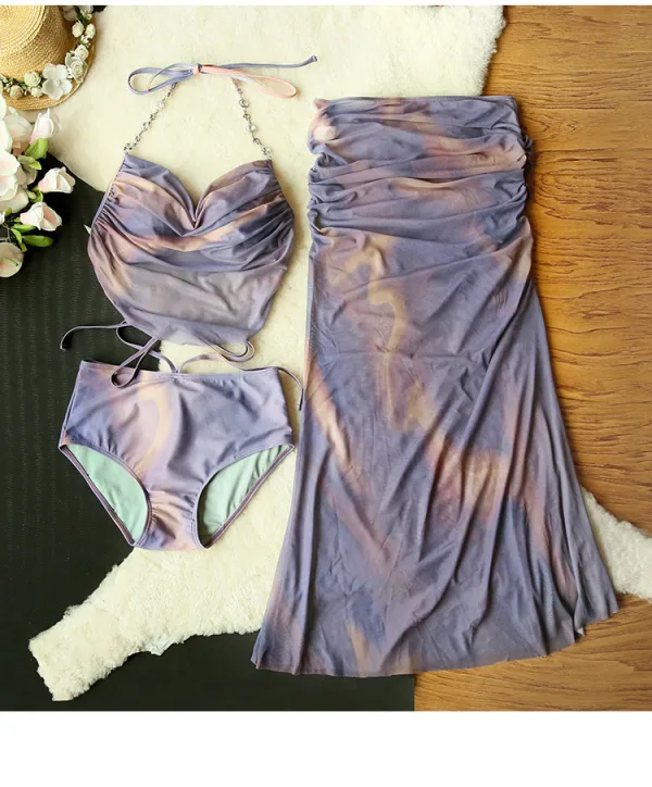 Three-Piece Bikini Set with Coordinating Skirt