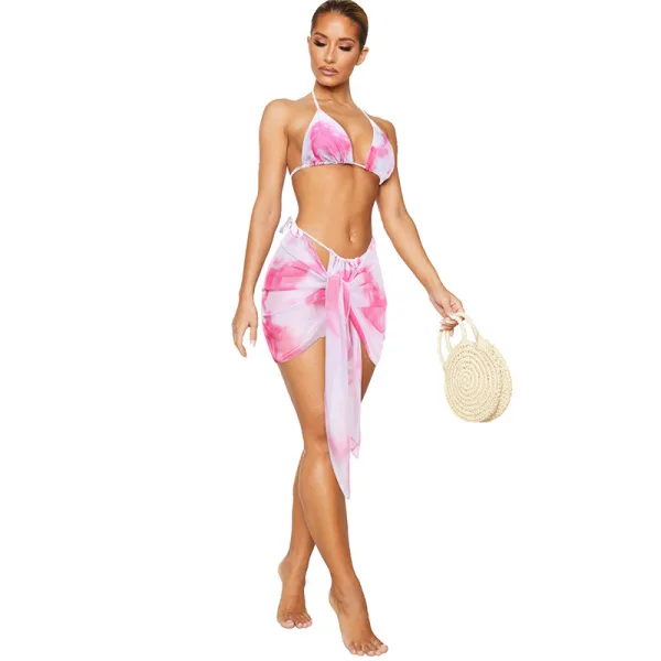 Three-Piece Bikini Set with Coordinating Skirt