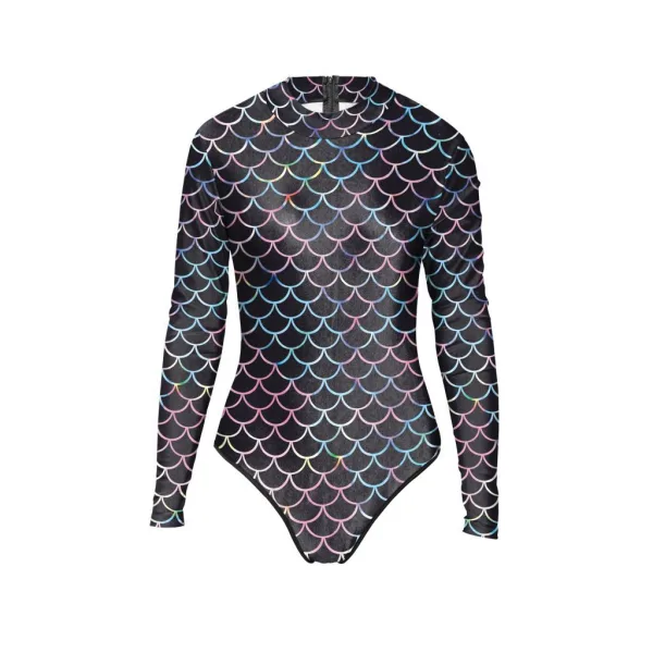 Long-Sleeve Printed Rash Guard Swimsuit