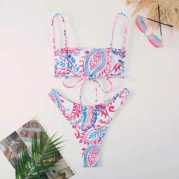 Printed Split Bikini Set