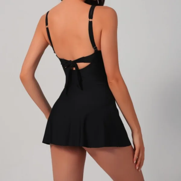 V-Neck Asymmetrical One-Piece Swimsuit with Back Tie