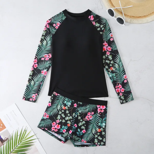 Digital Print Bikini Set with Backless Detail