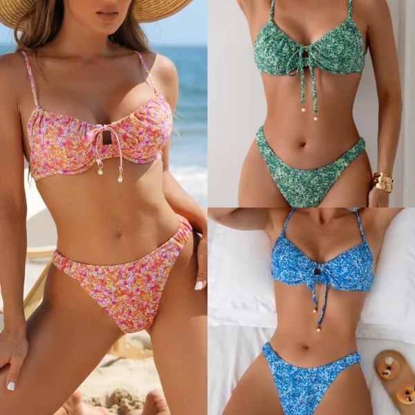 Minimalist Floral Underwire Bikini Set