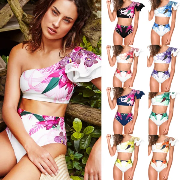 Floral Print High-Waist Bikini Set