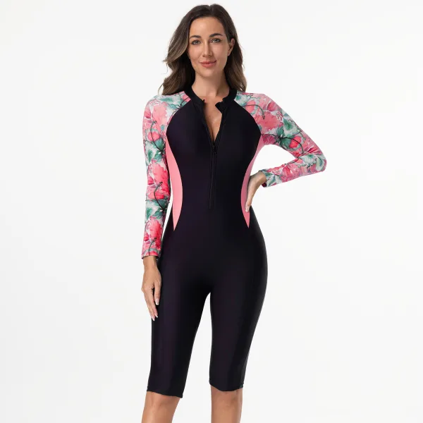 Long-Sleeve Zip-Up One-Piece Swimsuit