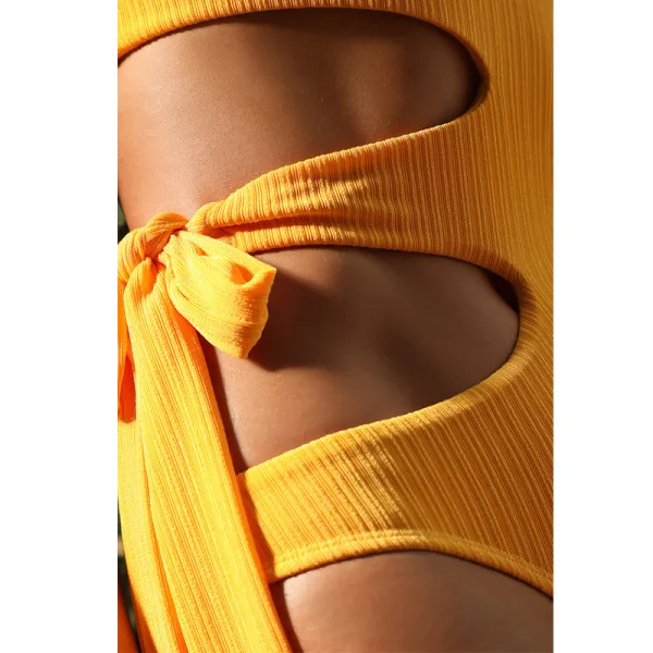 Sun-Kissed Ribbed One-Piece Swimsuit in Sunshine Yellow
