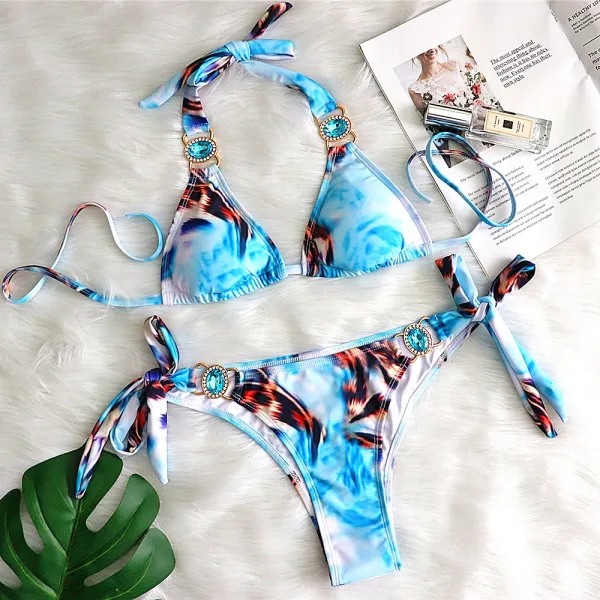 Floral Print Knotted Two-Piece Bikini