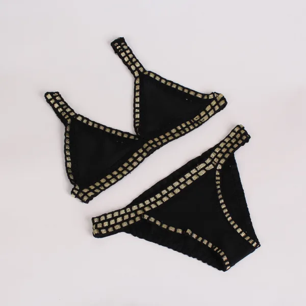 Aurelia Bandage Bikini Set with Gold Trim