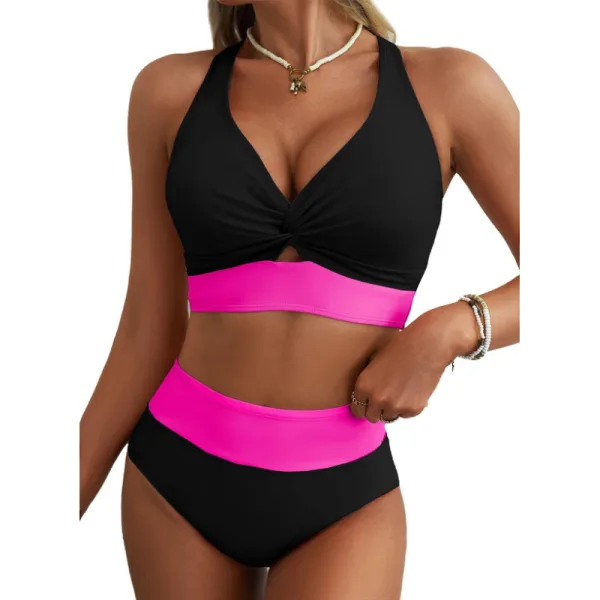 Lily Print High-Waist Bikini Set With Twist-Front Detail