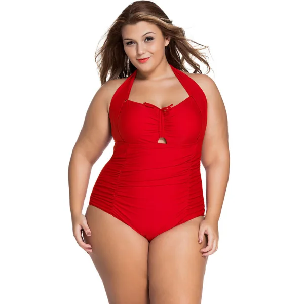 Halterneck Gathered One-Piece Swimsuit