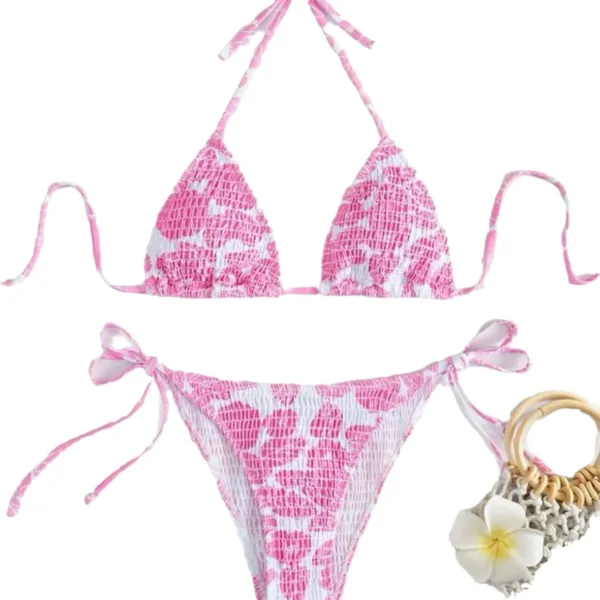 Floral Print Halter Bikini Set