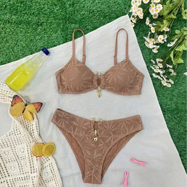 Mesh Sheer Bikini Set with U-Shaped Hardware