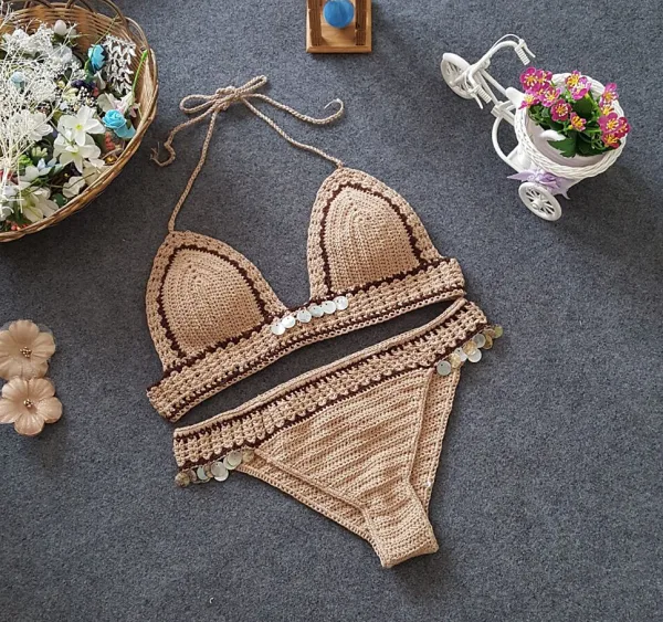 Mermaid Shell Knitted Bikini Set
