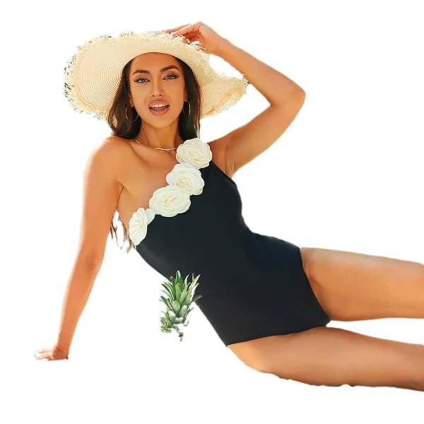 Solid Black One-Piece Swimsuit