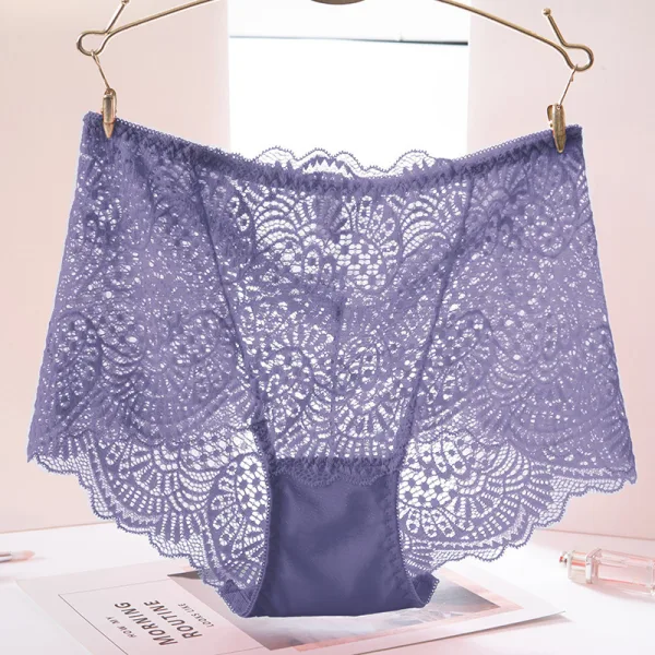 Lace Trim High-Waist Bikini Bottoms