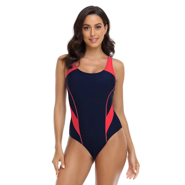 Sporty Color-Block Triangle One-Piece Swimsuit