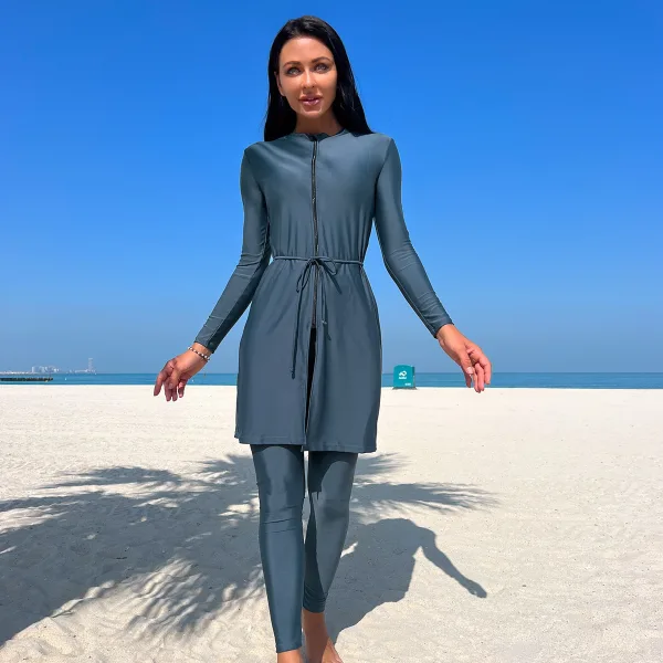 Modest Long-Sleeve Three-Piece Swim Set