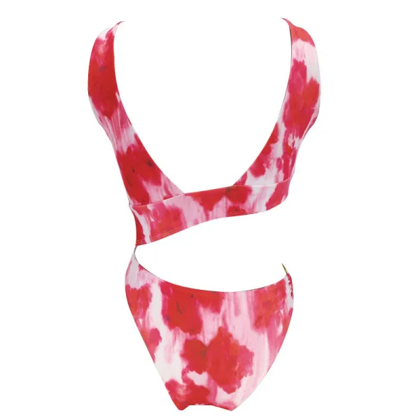 Hollow-Out Bikini Set with Sophisticated Print