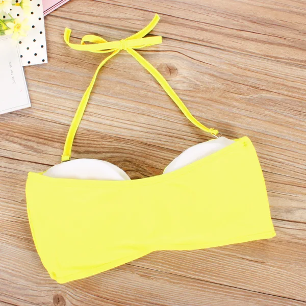Solid Colour Two-Piece Bikini Set