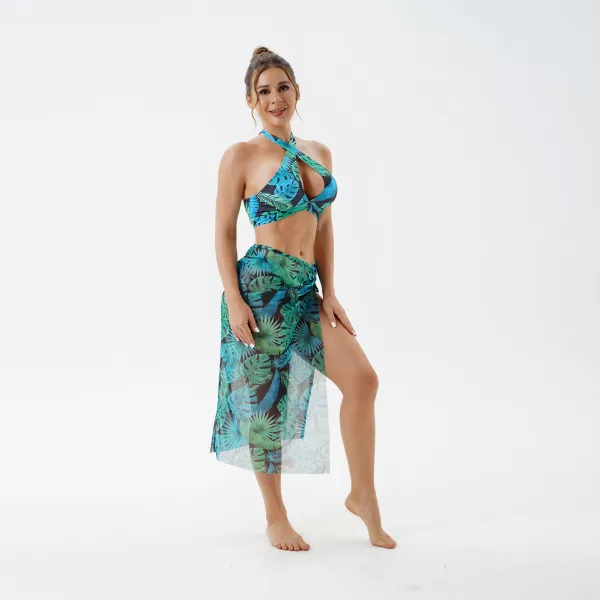 Classic Three-Piece Bikini Set with Matching Skirt