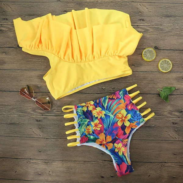 One-Shoulder Ruffle Bikini Set