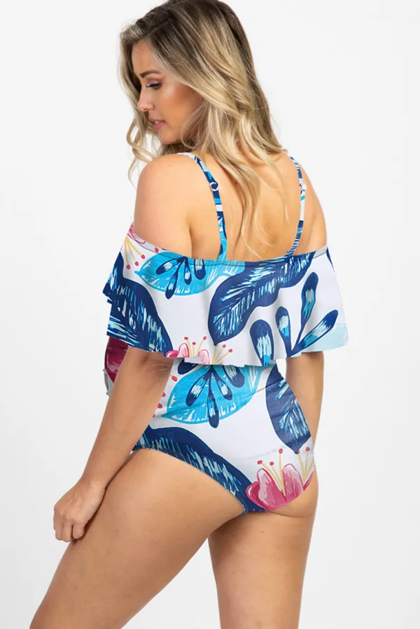 Maternity Printed Ruffled One-Piece Swimsuit