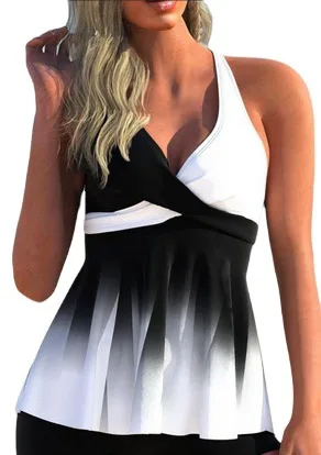 Monochrome Split-Skirt Bikini Set