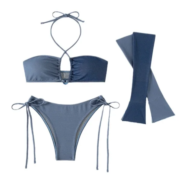 Aurelia Lace-Up Bikini Set in Sapphire