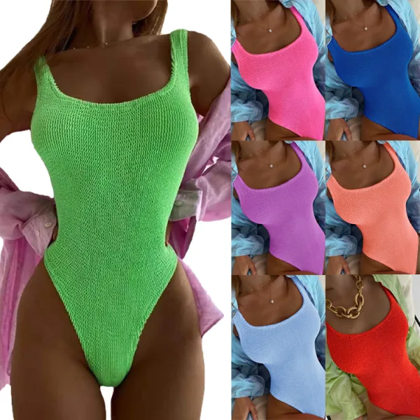 Wavy Stripe Pleated One-Piece Swimsuit