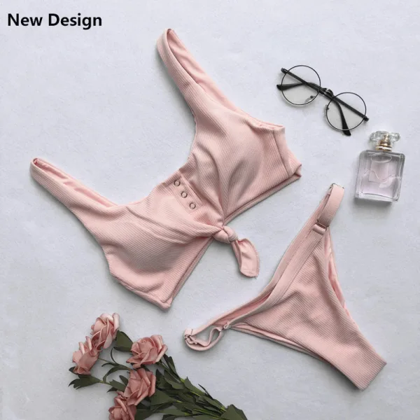 Solid Low-Waist Two-Piece Bikini Set
