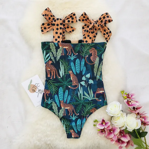 Floral Print One-Piece Swimsuit with Mesh Detailing