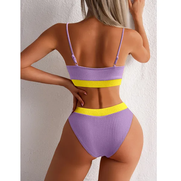 Color-Block High-Waist Bikini Set