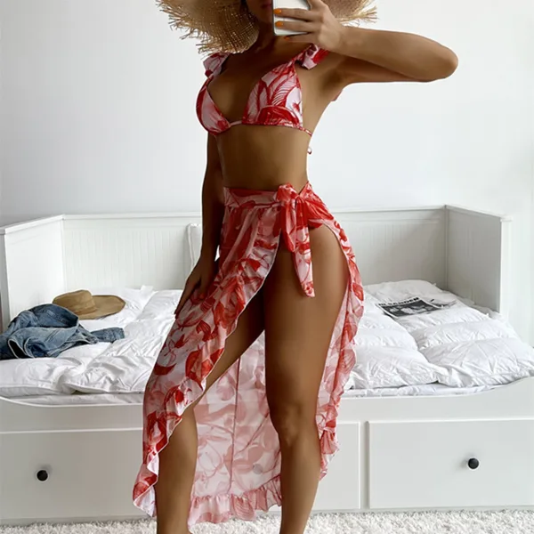 Coastal Split Skirt Bikini Set