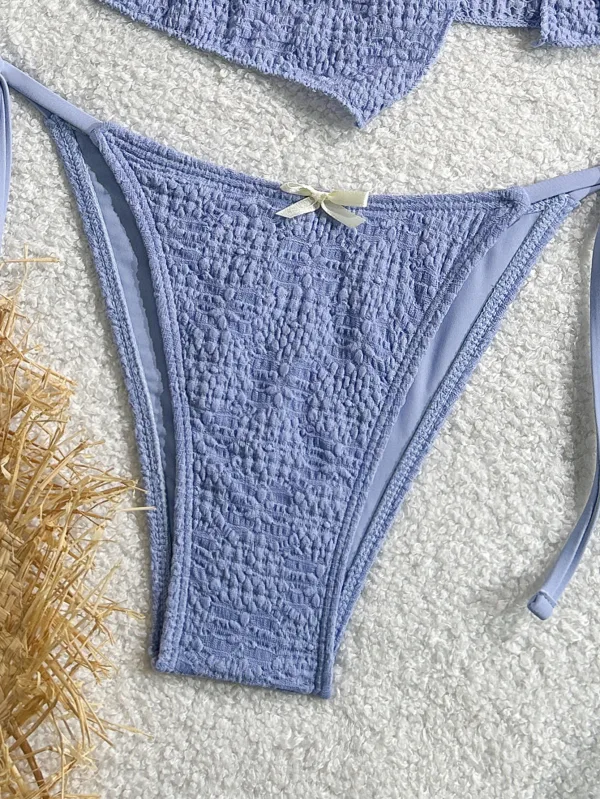 Cross-Back Two-Piece Bikini Set in Blue